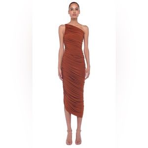 Norma Kamali Diana Ruched One-Shoulder Gown
